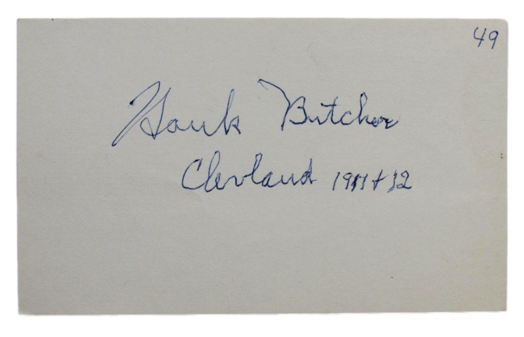 Hank Butcher 1911 Cleveland Indians Autographed/Signed 3x5 Index Card