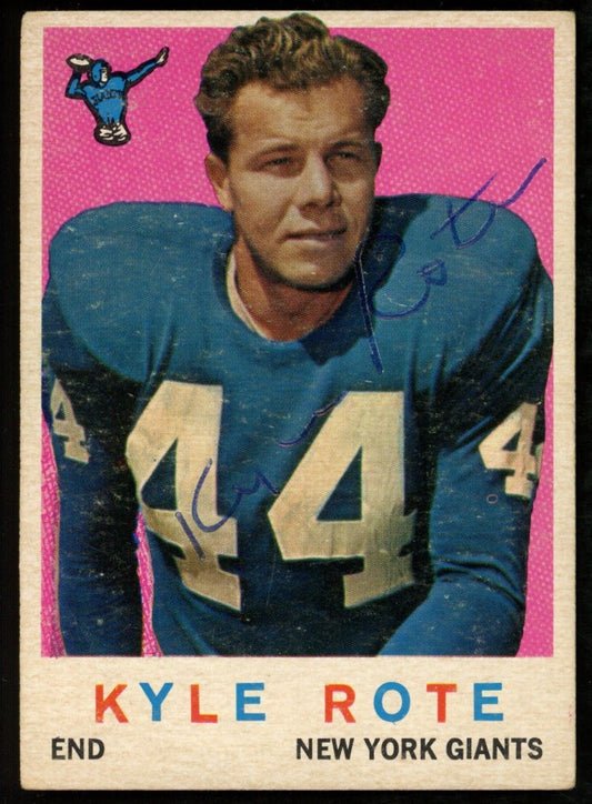 1959 TOPPS Football Card #7 Signed/Auto Kyle Rote New York Giants