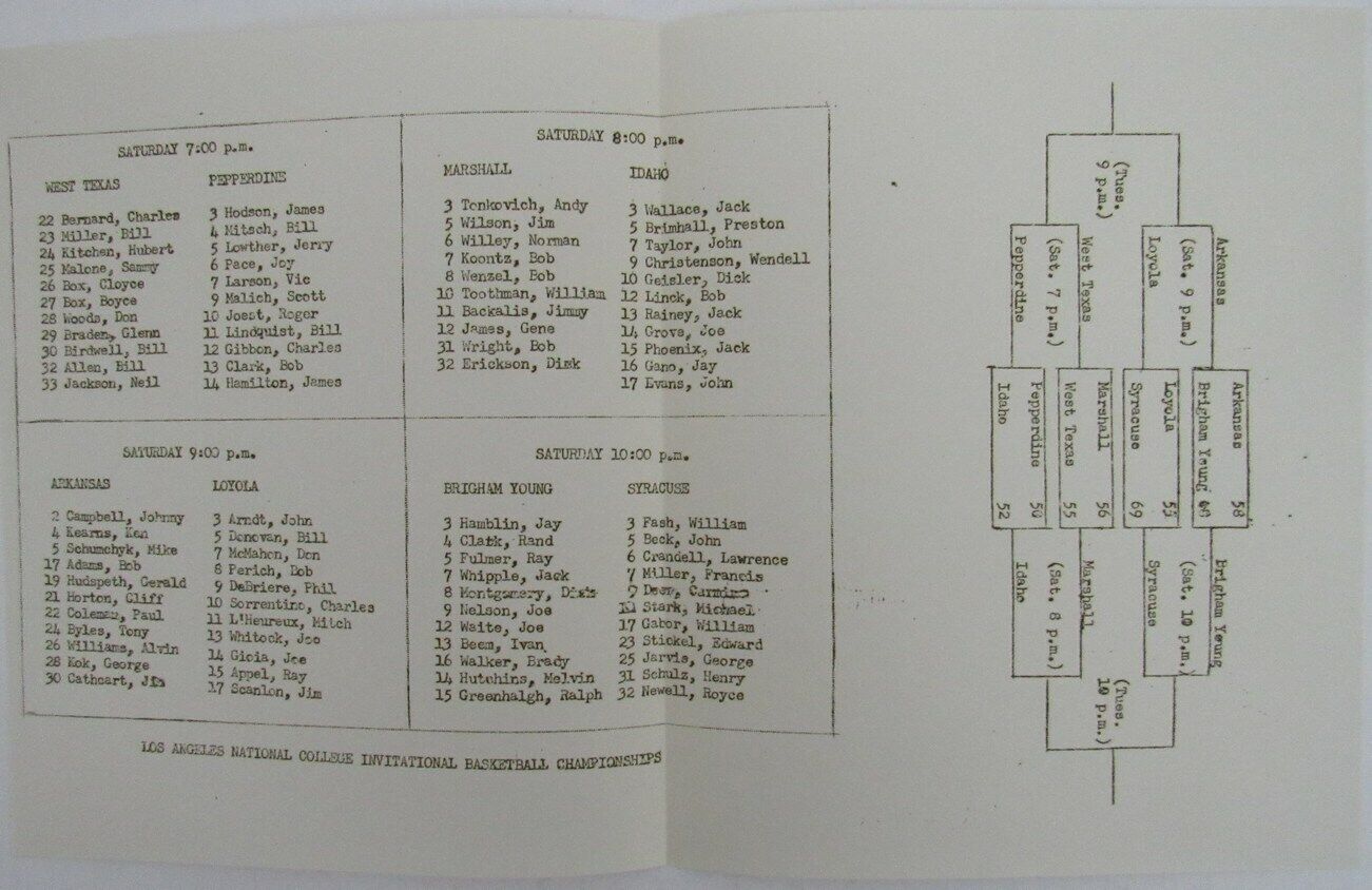 1947 LA National College Basketball Championships Program 156525