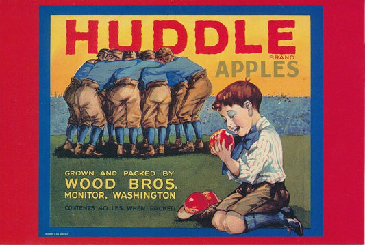 Vintage 1987 Football Themed Post Card with "Huddle Brand Apples" 149160