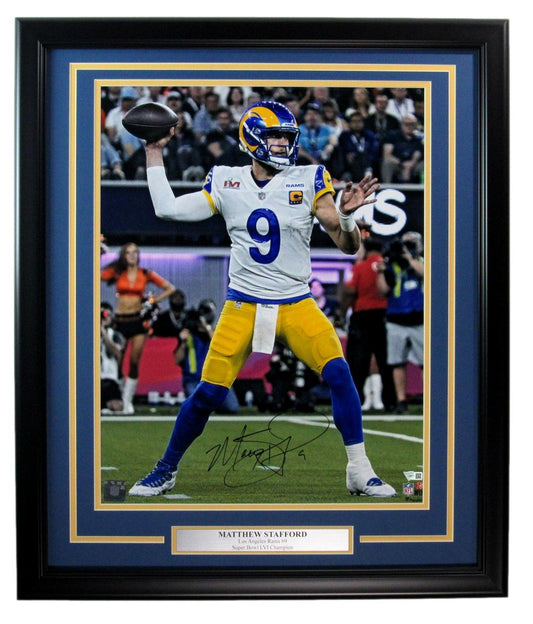 Matthew Stafford Autographed 16x20 Photo Los Angeles Rams Framed Fanatics 183694