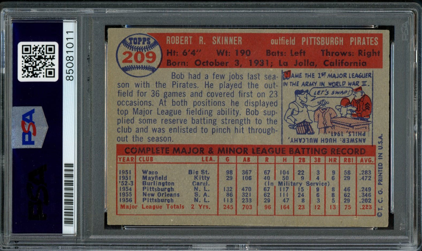 Bob Skinner Autographed 1957 Topps Card #209 Pittsburgh Pirates PSA/DNA 184078