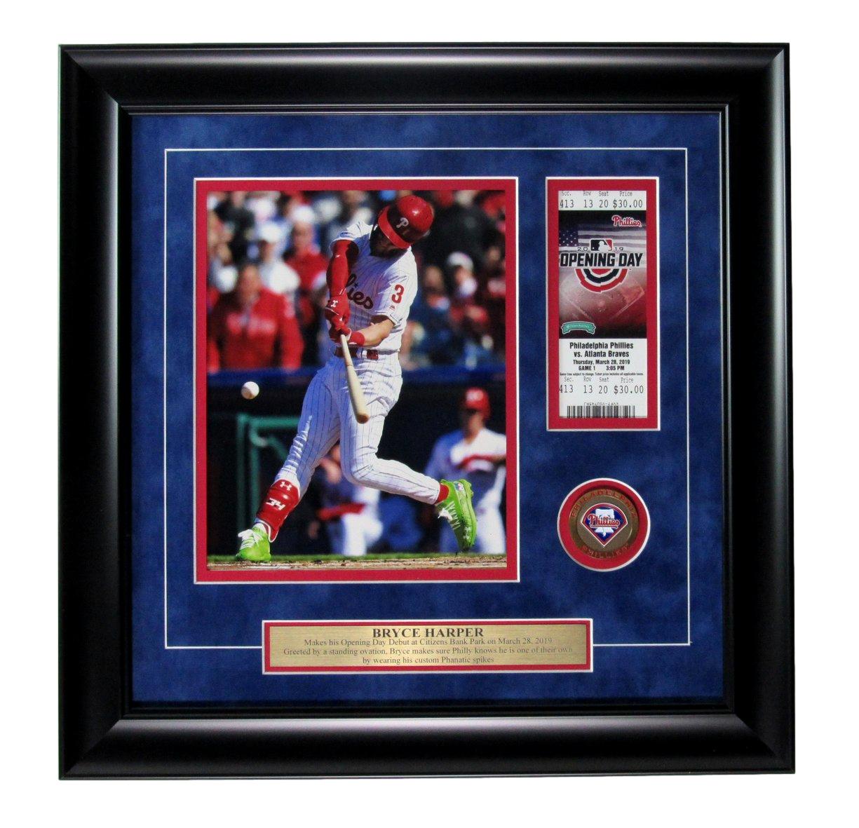 Bryce Harper Phillies Opening Day 8x10 Collage with Replica Ticket Framed 143361