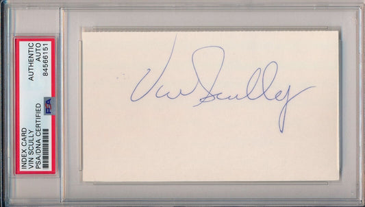 Vin Scully HOF LA Dodgers Signed/Autographed 3x5 Index Card PSA/DNA 167533