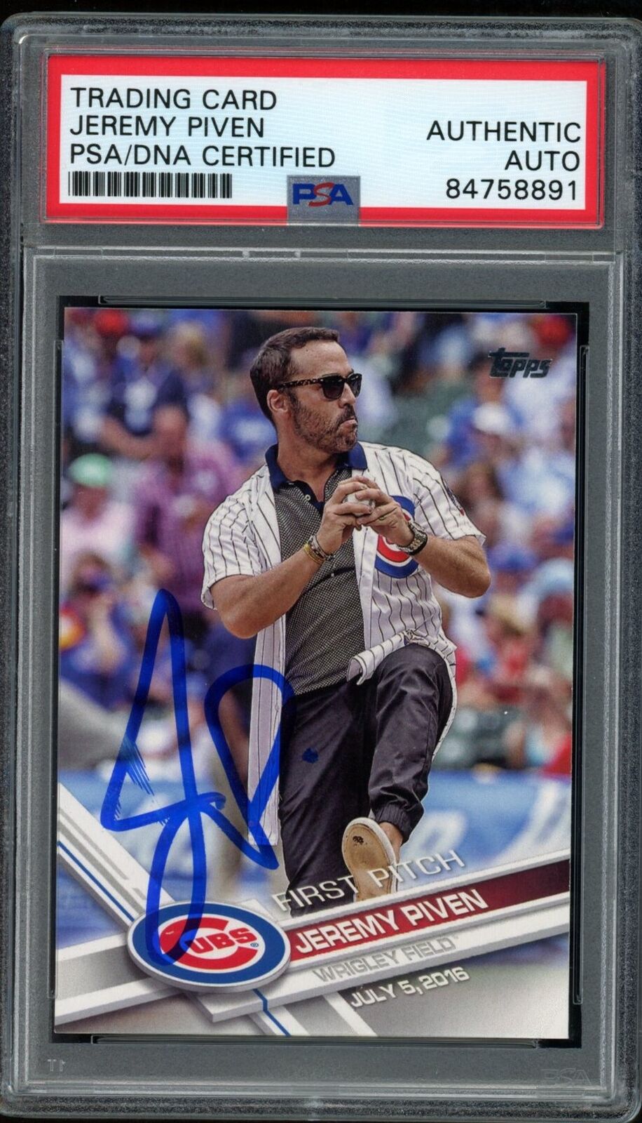 2017 TOPPS First Pitch Jeremy Piven #FP-4 Authentic Card Signed Cubs PSA/DNA