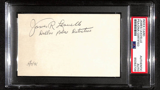 James Leavelle Signed/Inscr 3x5 Index Card Dallas Police PSA/DNA 183915