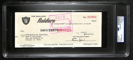 Al Davis HOF Signed/Autographed 8.5x3.5 Bank Check Raiders PSA/DNA 193225