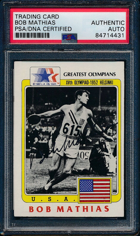 1983 TOPPS Greatest Olympians Bob Mathias #59 Card Signed PSA/DNA 176396