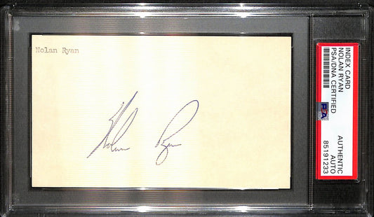 Nolan Ryan HOF Signed/Auto 3x5 Index Card Texas Rangers PSA/DNA 187230