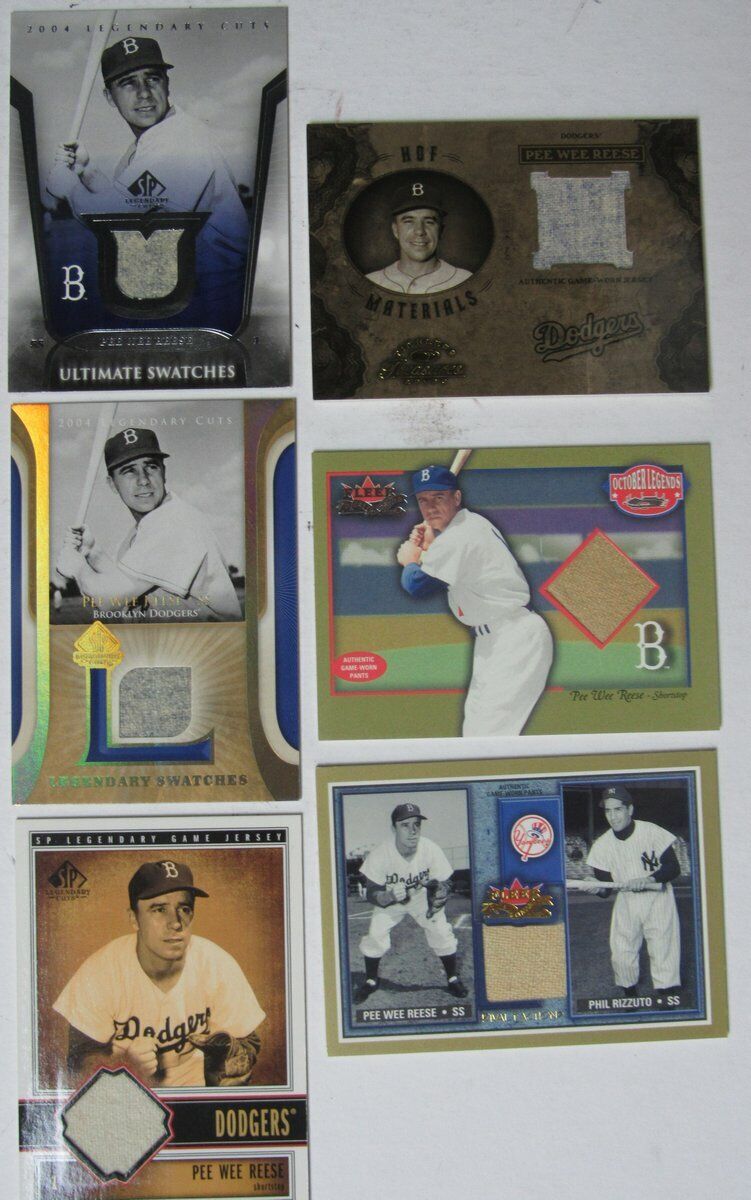 Pee Wee Reese Brooklyn Dodgers HOF Lot of 8 Swatch Jersey Insert Cards 144753