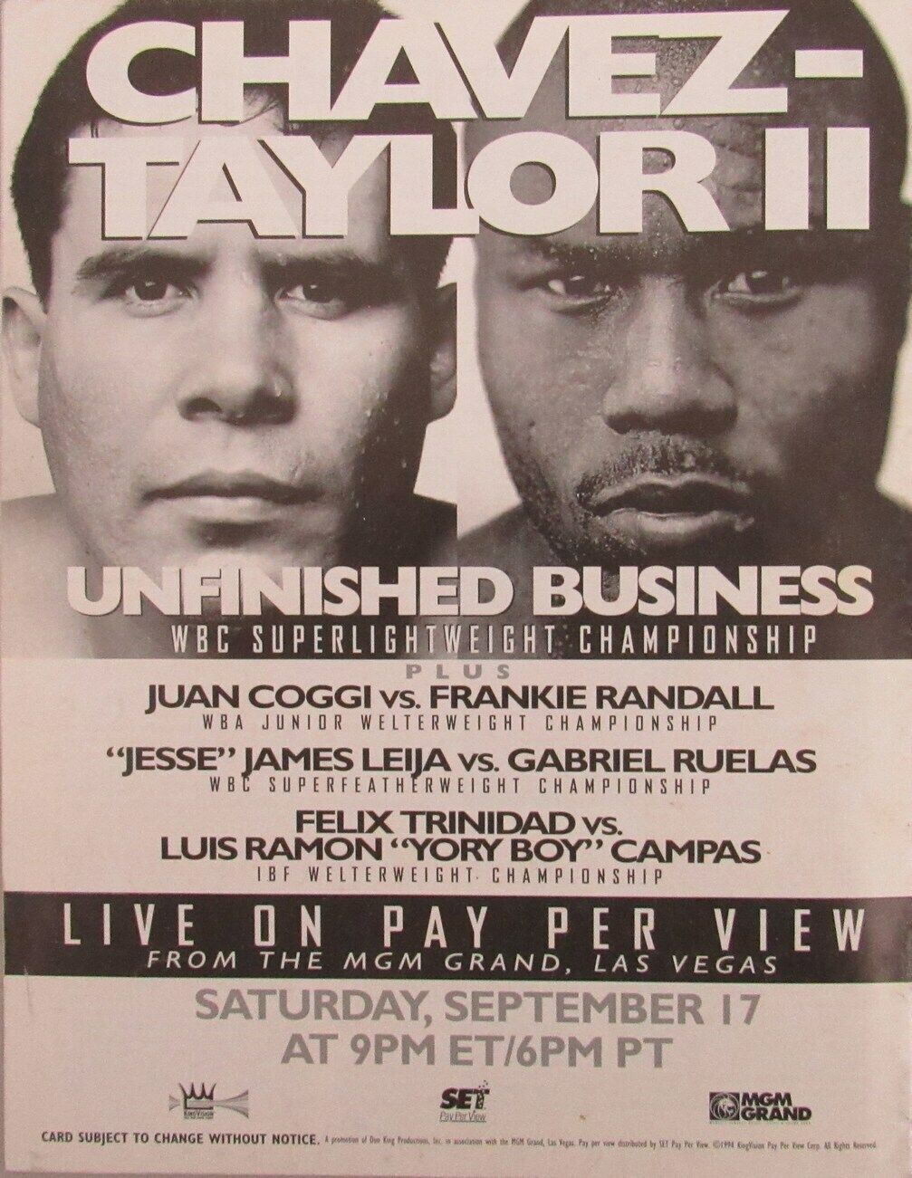 Julio Cesar Chavez vs. Meldrick Taylor 2 1994 Super Lightweight Program 162297