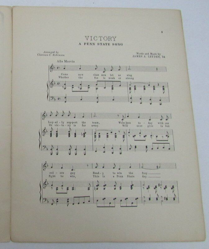 1914 "VICTORY" A Penn State Song Music Sheet by James A. Leyden 129525