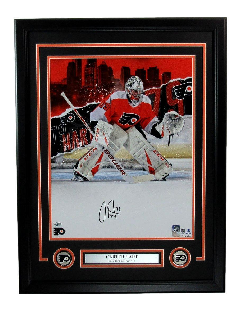 Carter Hart Autographed 16x20 Photo Philadelphia Flyers Framed Fanatics