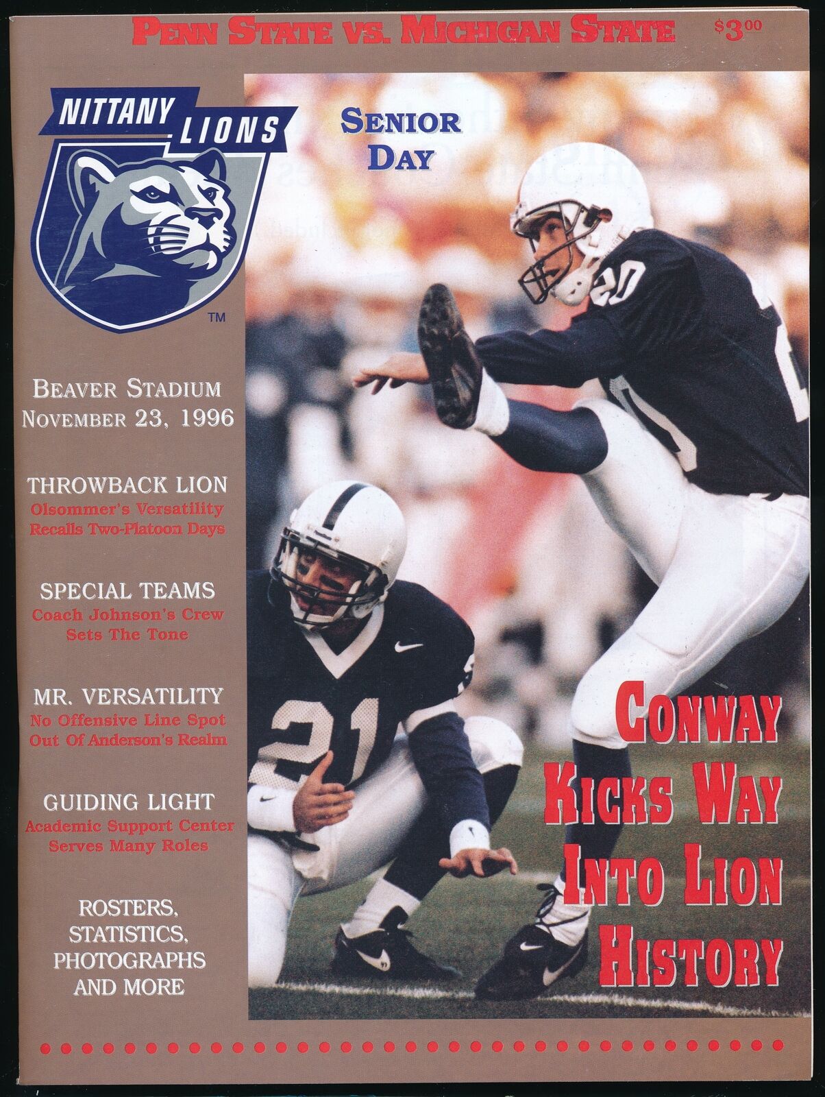 1996 Penn State vs. Michigan State College Football Game Program 11/23