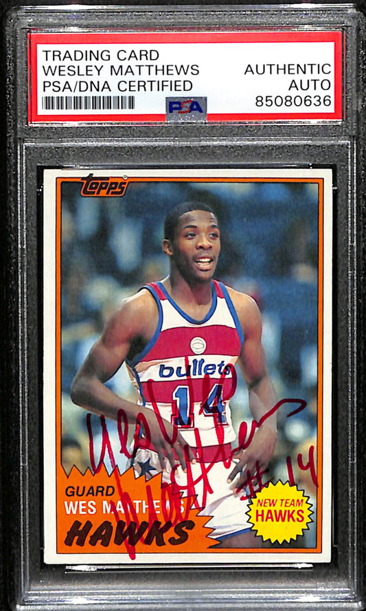 Wes Matthews Signed 1981 Topps Card #69 Atlanta Hawks PSA/DNA 185083