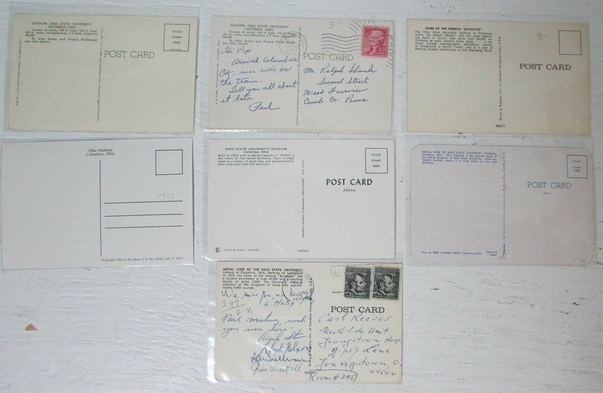 Lot of 7 Ohio State Univ. Ohio Stadium Vintage 50's-70's Postcards 146996