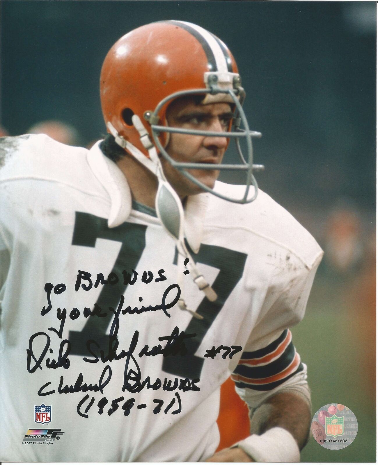 Dick Schafrath Browns OSU Ohio State The Mule  Signed 8x10 Photo JSA 150367