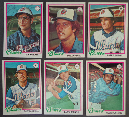 Lot of (6) Atlanta Braves Autographed 1978 TOPPS Baseball Cards 183153