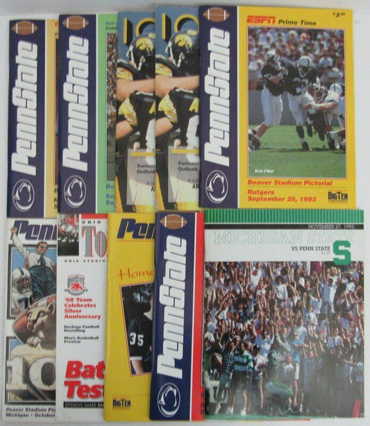 Lot of 10 1993 Penn State Nittany Lions Football Program 138907