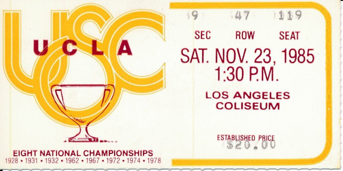 1985 USC Trojans vs. UCLA Football Game Ticket Stub 148612