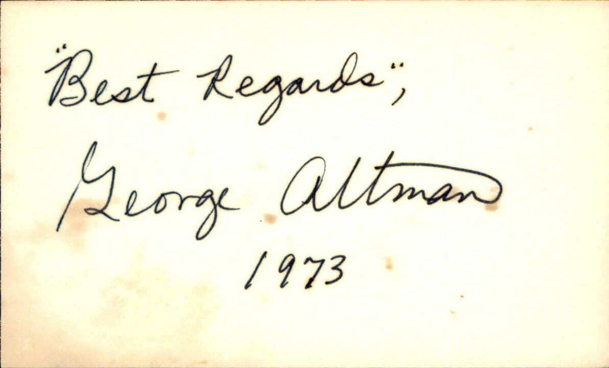 George Altman Chicago Cubs Signed/Autographed 3x5 Index Card 162592