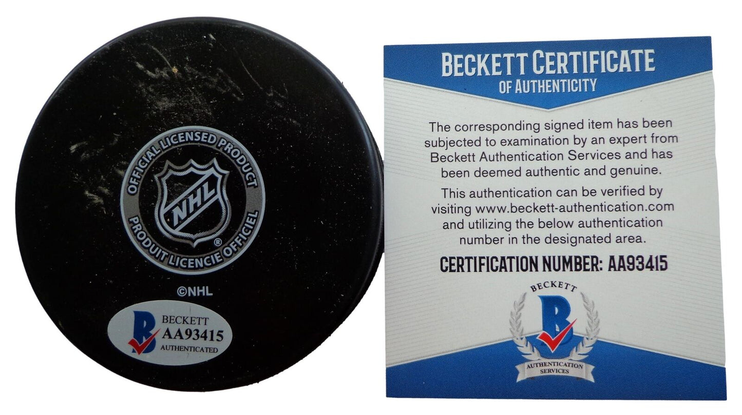 Rick Smith Autographed/Inscribed Boston Bruins Hockey Puck Beckett 181038