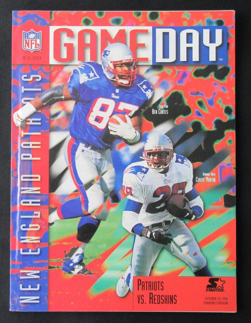 1996 New England Patriots vs. Washington Redskins Program Curtis Martin