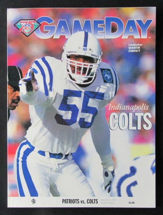 1994 New England Patriots vs. Indianapolis Colts Program Quentin Coryatt