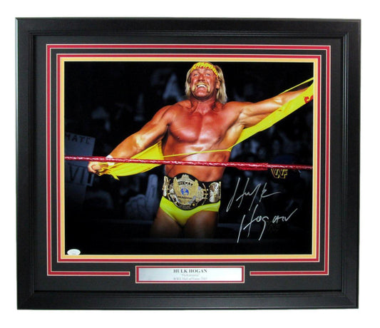 Hulk Hogan HOF Autographed 16x20 Photo WWE Framed JSA 176444