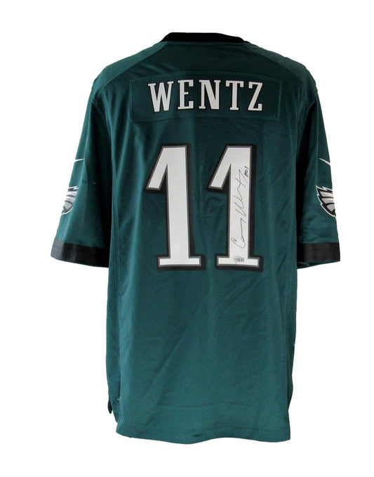 Carson Wentz Autographed Custom Football Jersey Eagles Damaged Fanatics