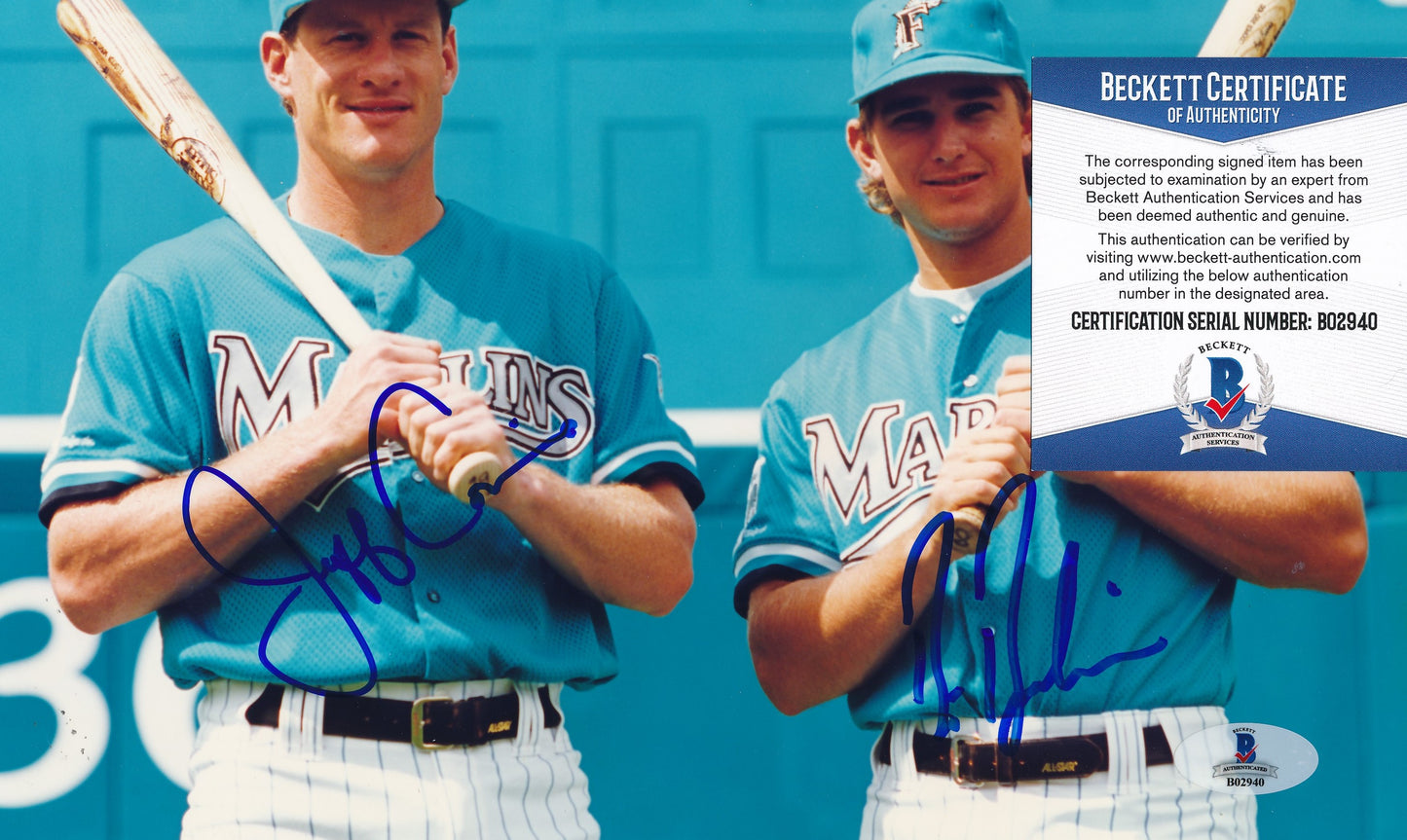 Jeff Conine/Bret Barberie Dual-Signed/Auto 8x10 Photo Marlins Beckett 192309