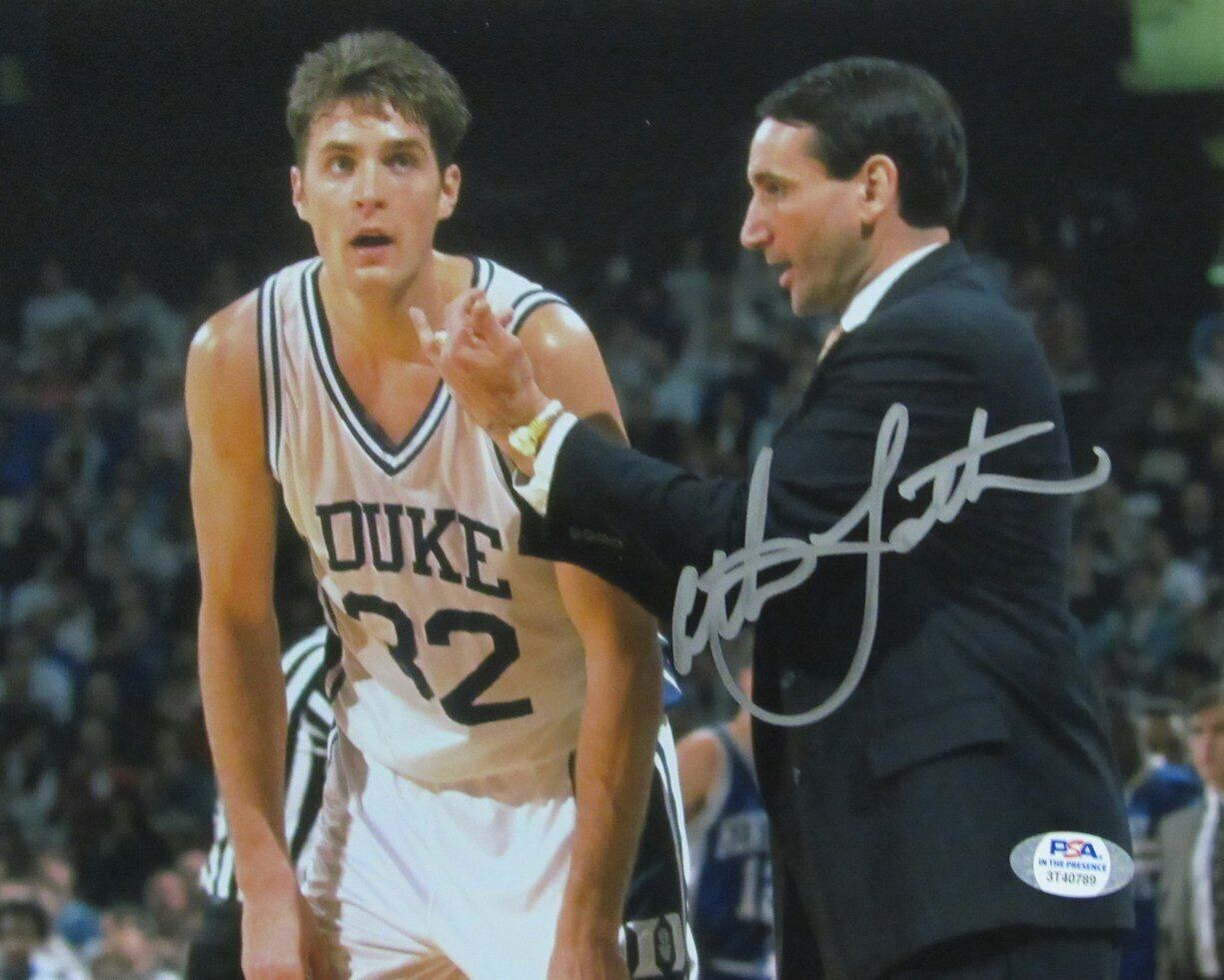 Christian Laettner Duke Signed/Auto  with Coach K  8x10 Photo PSA/DNA 167266