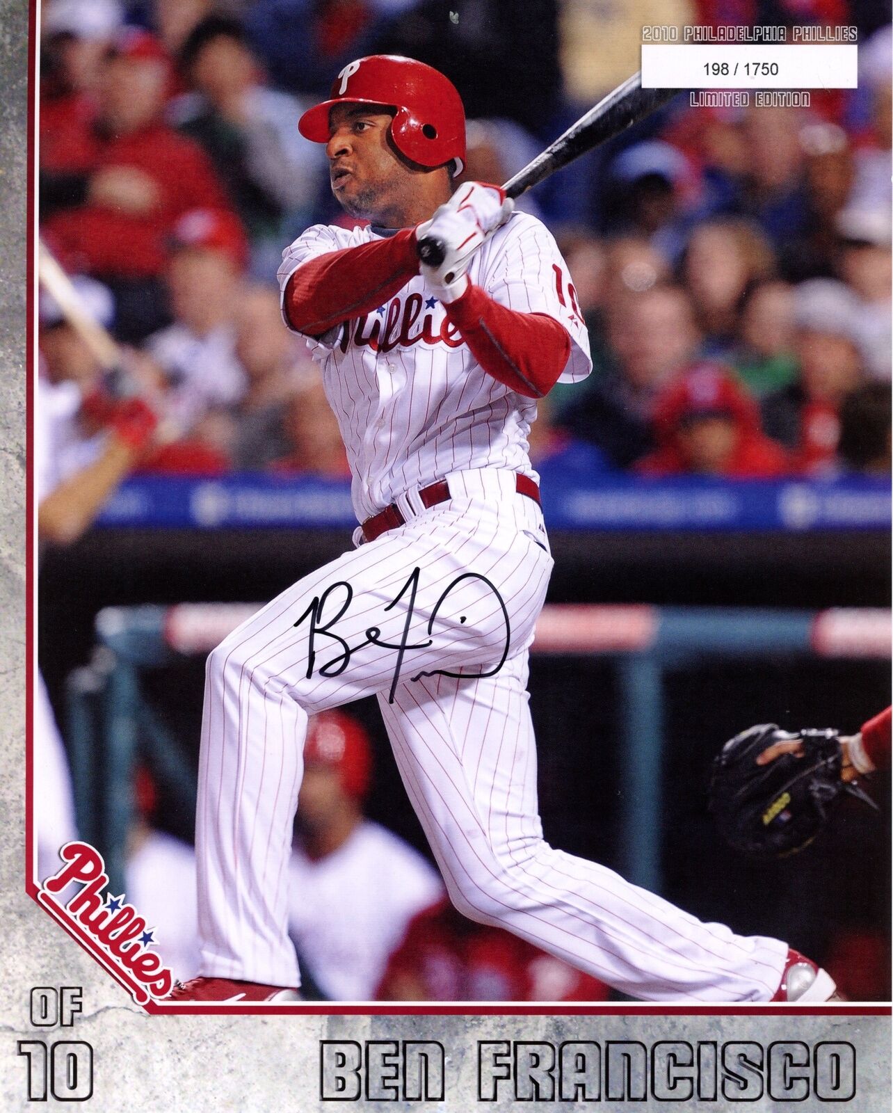 Ben Francisco Autographed 2010 8x10 Phillies Phan Photo