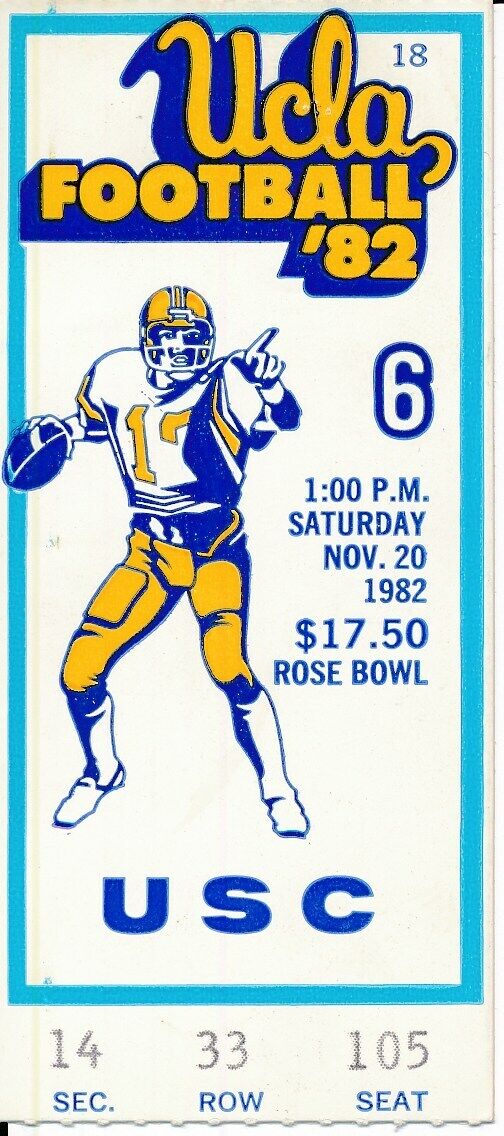 1982 USC Trojans vs. UCLA Football Game Ticket Stub 148609