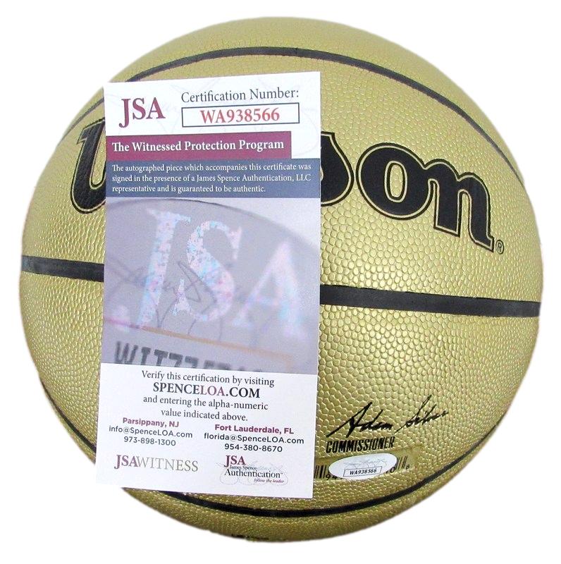 Larry Bird HOF Autographed Gold Wilson NBA Basketball Boston Celtics JSA 183126