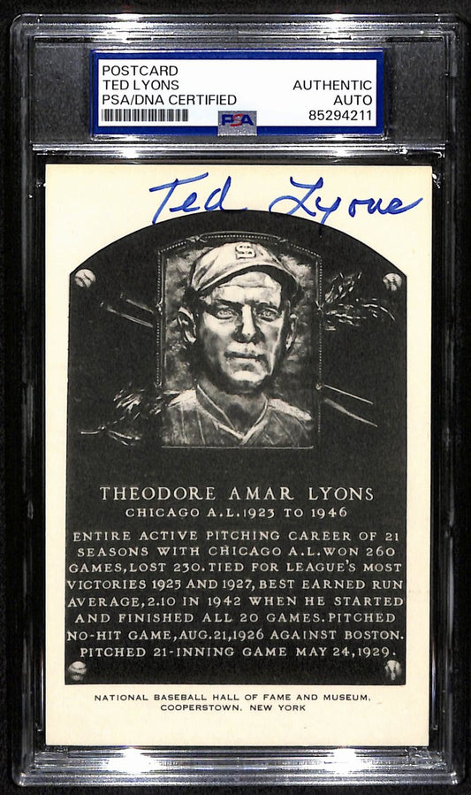 Ted Lyons HOF Signed/Auto HOF Postcard Chicago White Sox PSA/DNA 190628