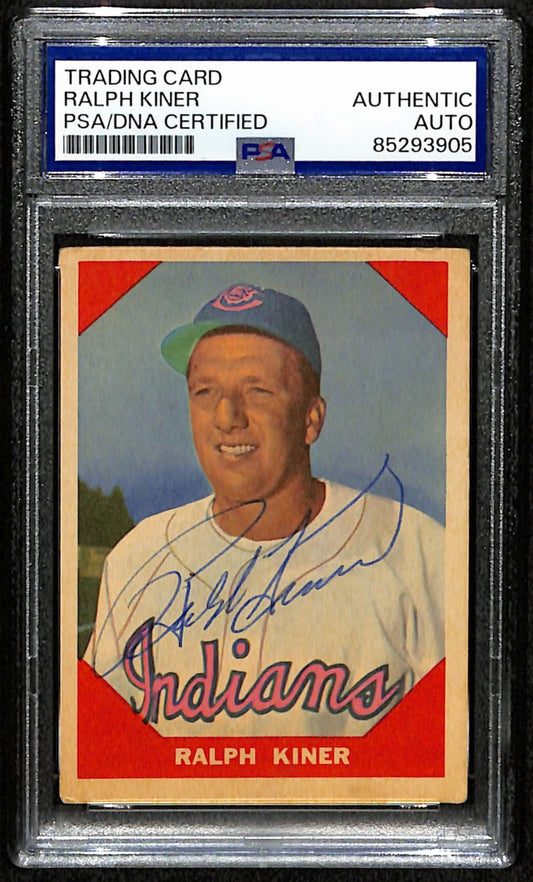 Ralph Kiner HOF Signed/Autographed 1960 Fleer Card #79 Indians PSA/DNA 190902