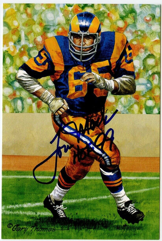 Tom Mack Signed/Auto Goal Line Art GLAC Postcard w/HOF Rams PSA/DNA 160287