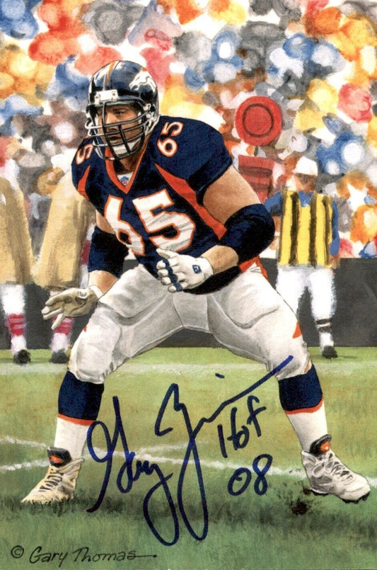 Gary Zimmerman HOF Autographed/Inscribed Goal Line Art GLAC Postcard Broncos JSA