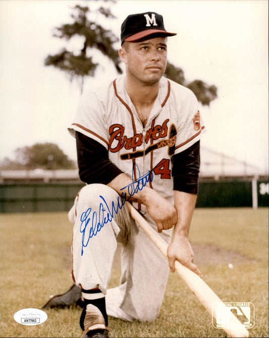 Eddie Mathews HOF Signed/Autographed 8x10 Photo Milwaukee Braves JSA 191328
