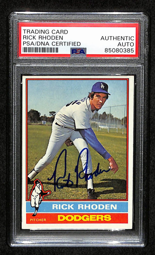 Rick Rhoden Signed 1976 Topps Card #439 Los Angeles Dodgers PSA/DNA 184417
