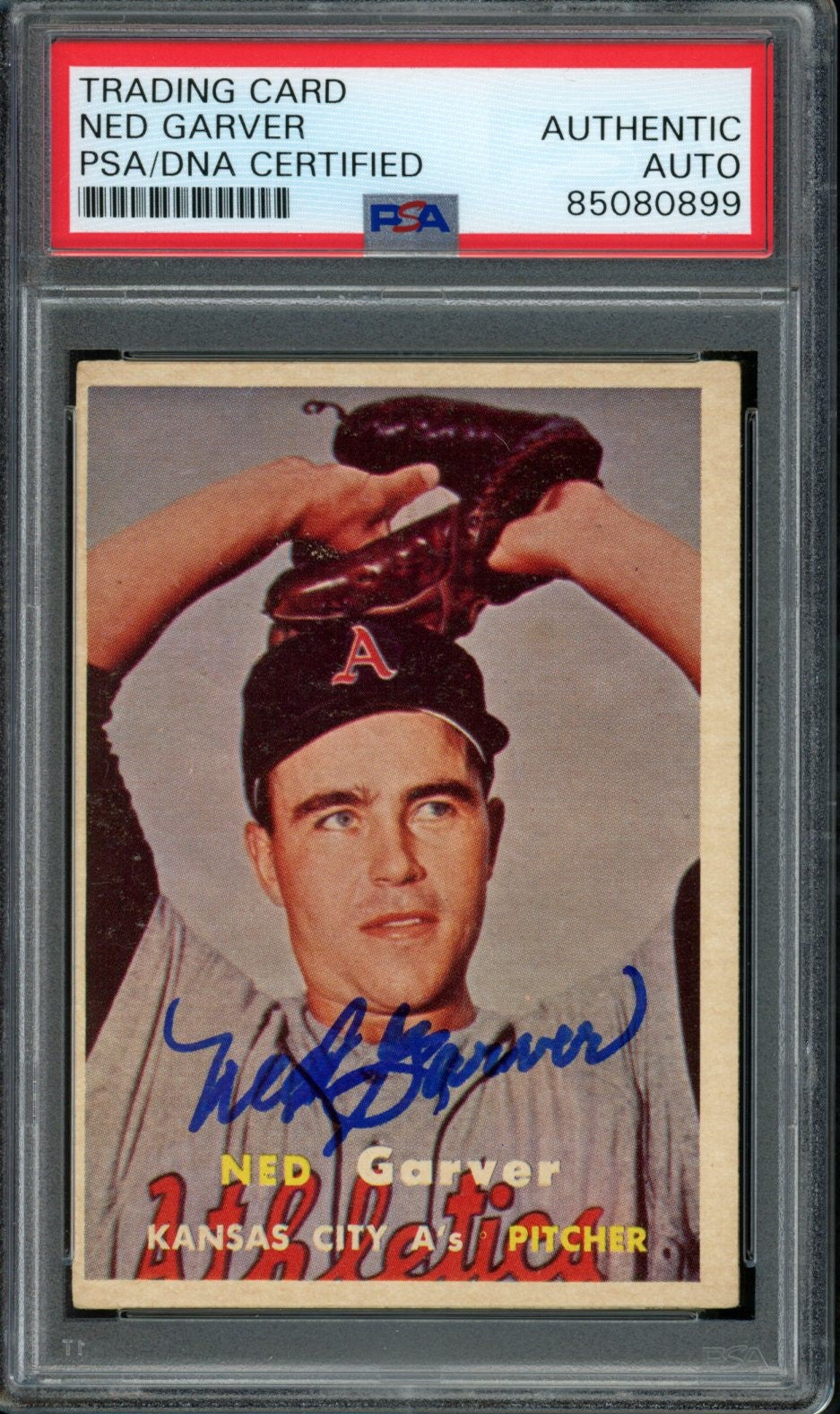 1957 TOPPS Ned Garver #285 Auth Card Signed Kansas City A's PSA/DNA 184128