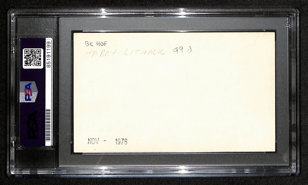 Harry Litwack HOF Signed/Auto 3x5 Index Card Temple PSA/DNA 188555