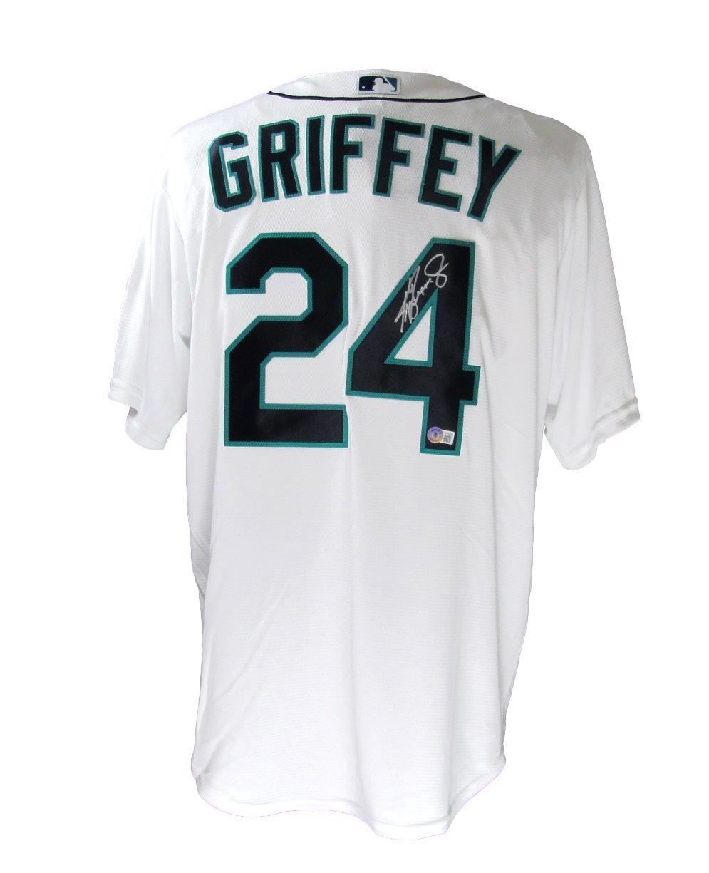 Ken Griffey Jr. HOF Autographed White Majestic Baseball Jersey Mariners Beckett