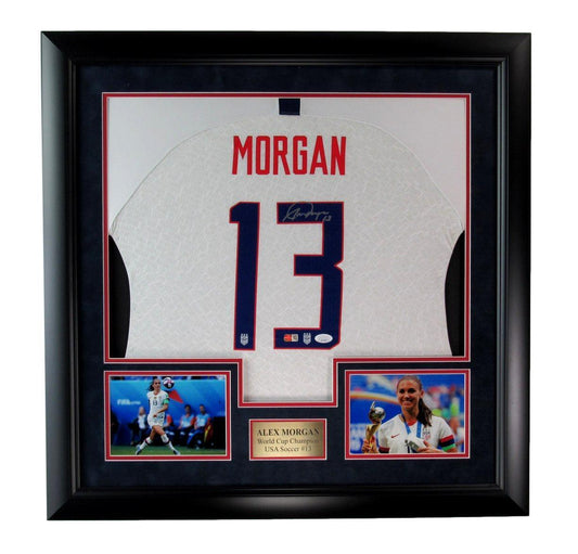 Alex Morgan Autographed White Soccer Jersey U.S. Women's Soccer Framed JSA 175289