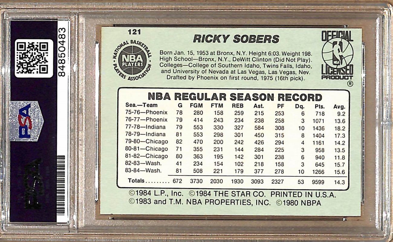 1984-85 Star Company #121 Ricky Sobers Supersonics Signed Card PSA/DNA 178859