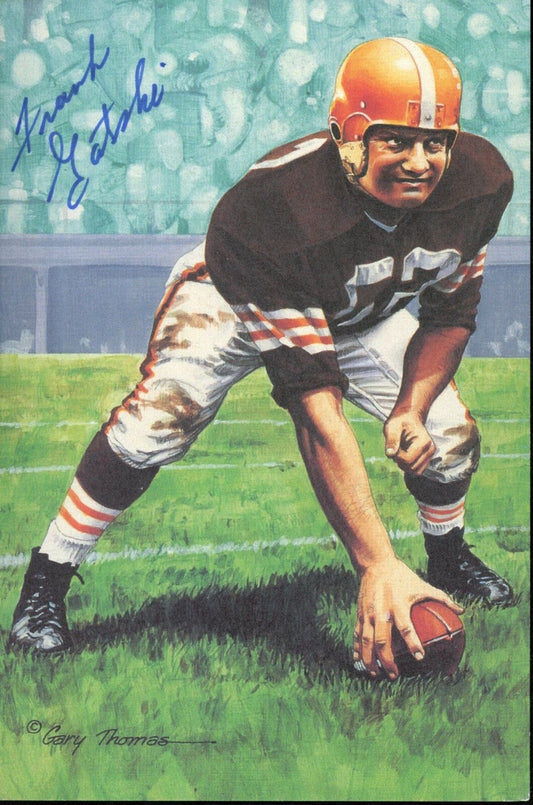 Frank Gatski HOF Autographed Goal Line Art GLAC Postcard Browns JSA 177818