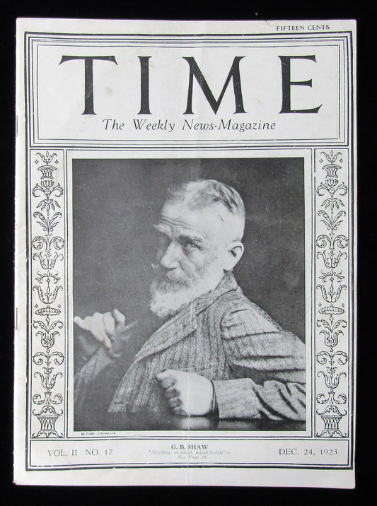 Time Magazine Vol II No 17 December 24, 1923 George Benard Shaw 183339