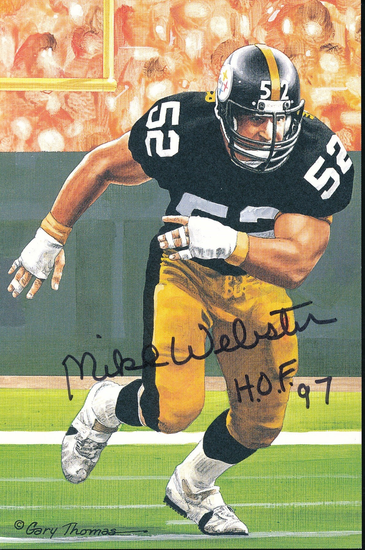 Mike Webster HOF Signed/Inscribed GLAC Goal Line Art Card Steelers JSA 192426
