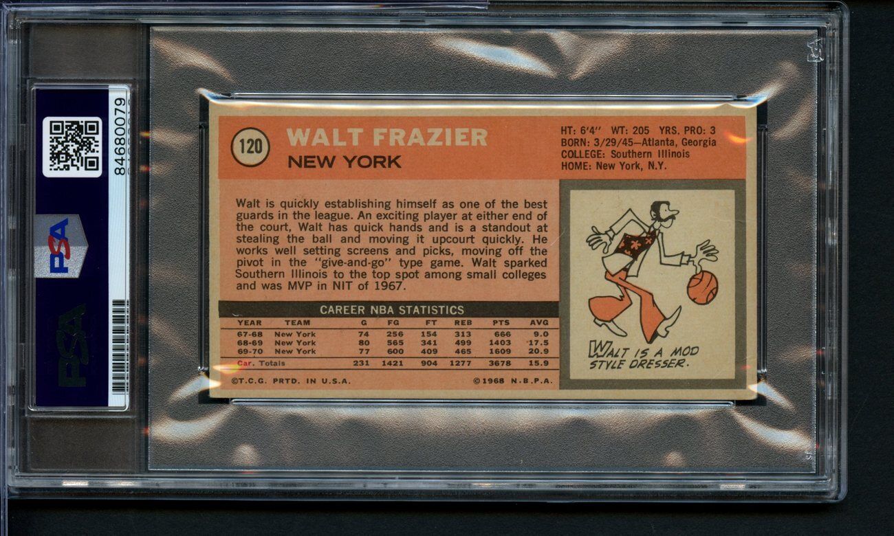 1970 TOPPS Walt Frazier HOF #120 Card Signed Knicks PSA/DNA GEM MINT 10